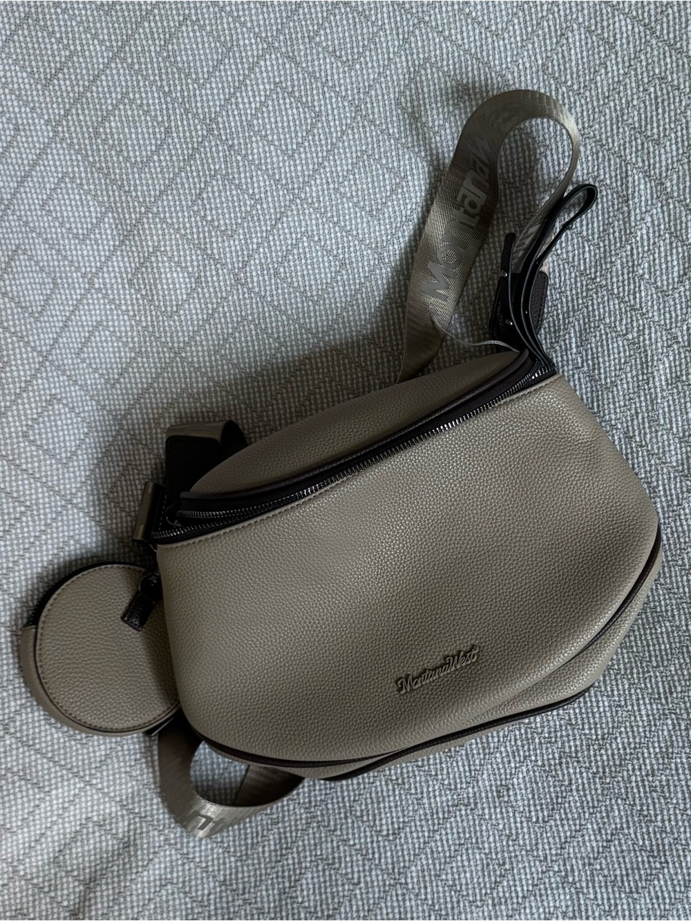 Montana West Taupe Crossbody Bag with Removable Round Pouch